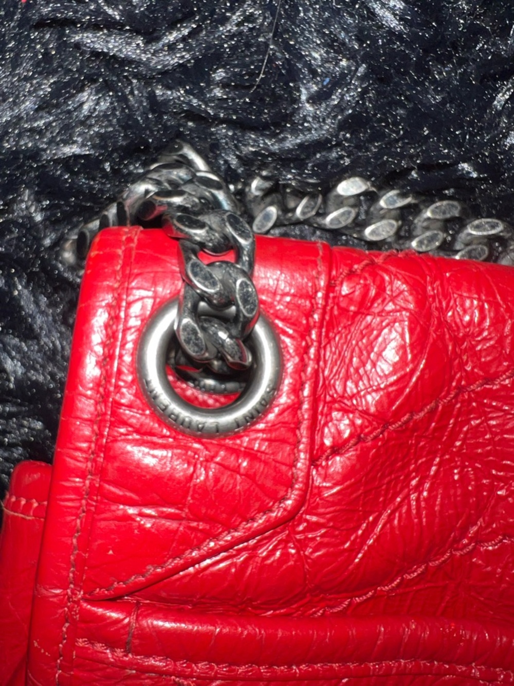 Yves Saint Laurent Red Quilted Leather Chain Shoulder Bag - Picture 3 of 5